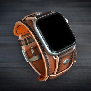 Brown Apple Watch Cuff, Leather Apple Watch Cuff, Brown Watch Band, Brown Leather Watch Band