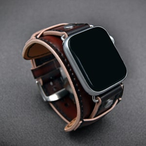 Burgundy Apple Watch Cuff, Leather Apple Watch Cuff, Burgundy Watch Band, Burgundy Leather Watch Band