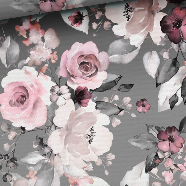 Roses Fabric by the Half Metre, Floral Fabric, Shabby Chic Floral Fabric, Garden Floral Decor Quilt Crafts - 100% Cotton - 59" (150 cm) wide