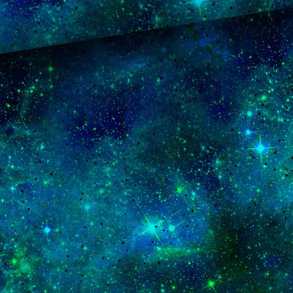 Tessuto Galaxy, Tessuto Aurora di mezzo metro, Tessuto Northern Lights, Tessuto Stardust, Tessuto a maglia - 95% cotone - 67" (170 cm) di larghezza