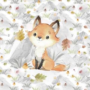 Fox Fabric Panel, Forest Fabric, Animals Fabric, Woodland Fabric for Crafts Clothes Decor - 95% Cotton - 16" x 20" (40 cm x 50 cm)