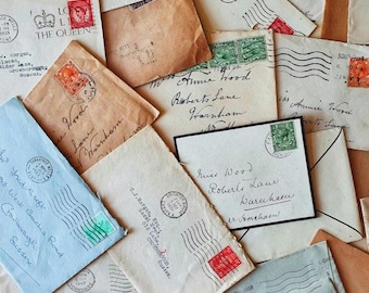 NEW STOCK. Vintage Envelope Pack with Stamps. 1930s-1990s Ephemera for Scrapbooking and junk journals.