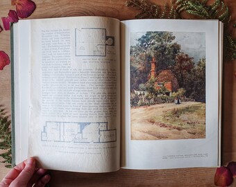 Gorgeous rare vintage book of old English village homes. Hefty beautiful book from 1912. English cottages, manor houses, rural idylls.