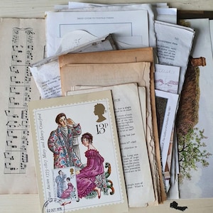 Jane Austen vintage paper pack. 40+ items of ephemera. Scrapbooking, junk journal, crafts. Book pages, illustrations & more!
