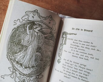 Vintage poetry book. Verses of love lyrics with delicate illustrations. A bit gothic and medieval. Gift for a literary romantic.