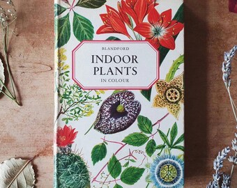 Vintage book of house plants. Bright & cheerful full page illustrations of indoor plants. Perfect gift for the house plant lover.