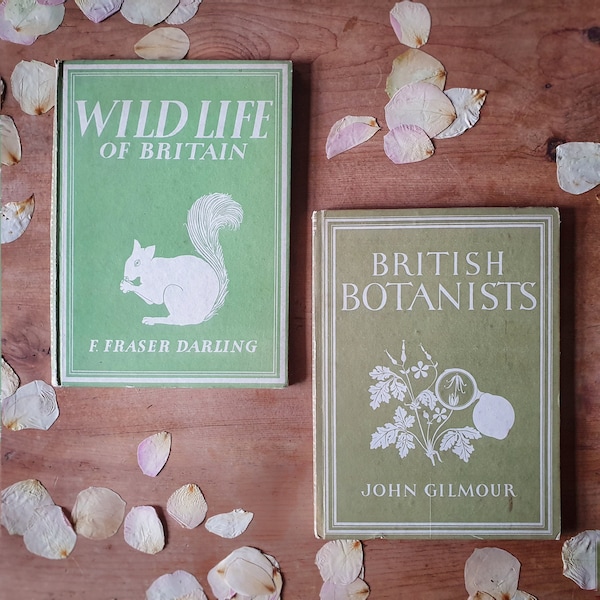 Vintage nature book bundle on wildlife & botanists. Lovely illustrations. One for herbalists + nature lovers. Britain in Pictures series.