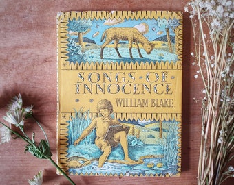 William Blake Songs of Innocence vintage poetry book. Gorgeous poetry & illustration. Very mid century. Scarce Harold Jones edition.