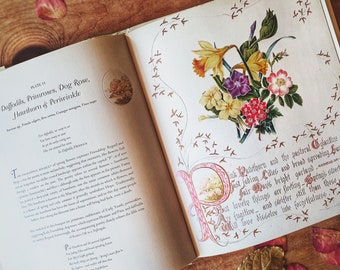Precioso libro vintage de flores. Ideal para tu amigo jardinero. Flores campestres de una dama victoriana. ¡Romántico!