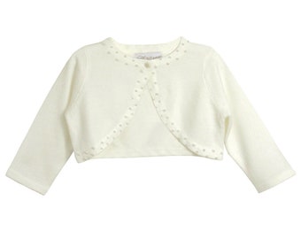 Girls Cream Bolero Acrylic Cardigan. Ideal for Christenings, Flower Girl, Bridesmaid or any Special Occasions for Girls.