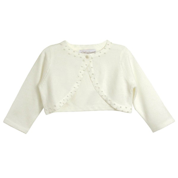 Girls Cream Bolero Acrylic Cardigan. Ideal for Christenings, Flower Girl, Bridesmaid or any Special Occasions for Girls.