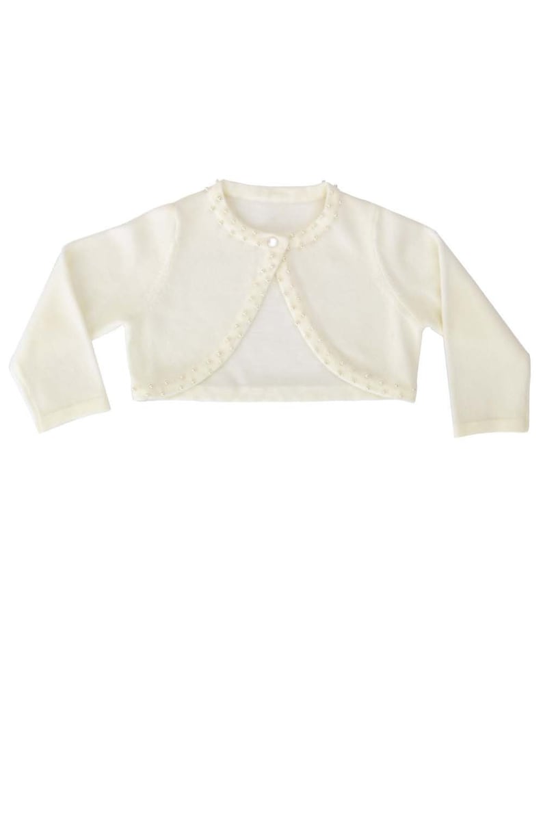 Girls Cream Bolero Acrylic Cardigan. Ideal for Christenings, Flower Girl, Bridesmaid or Any