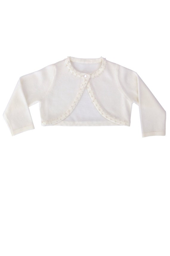 Girls Ivory Bolero Acrylic Cardigan. Ideal for Girls Christening