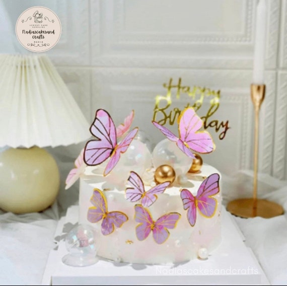 Décoration de gâteau papillon 10 pièces avec bâtons. Réutilisable