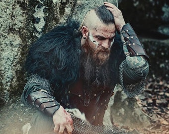 Shoulder fur XL black - Fur for Vikings - Viking fur - Warrior fur - Clothing with fur