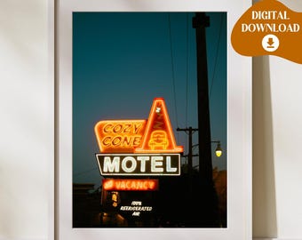 Disneyland, Cozy Cone motel, DIGITALE WAND KUNST, Autos, Radiator Springs, Neon Lichter