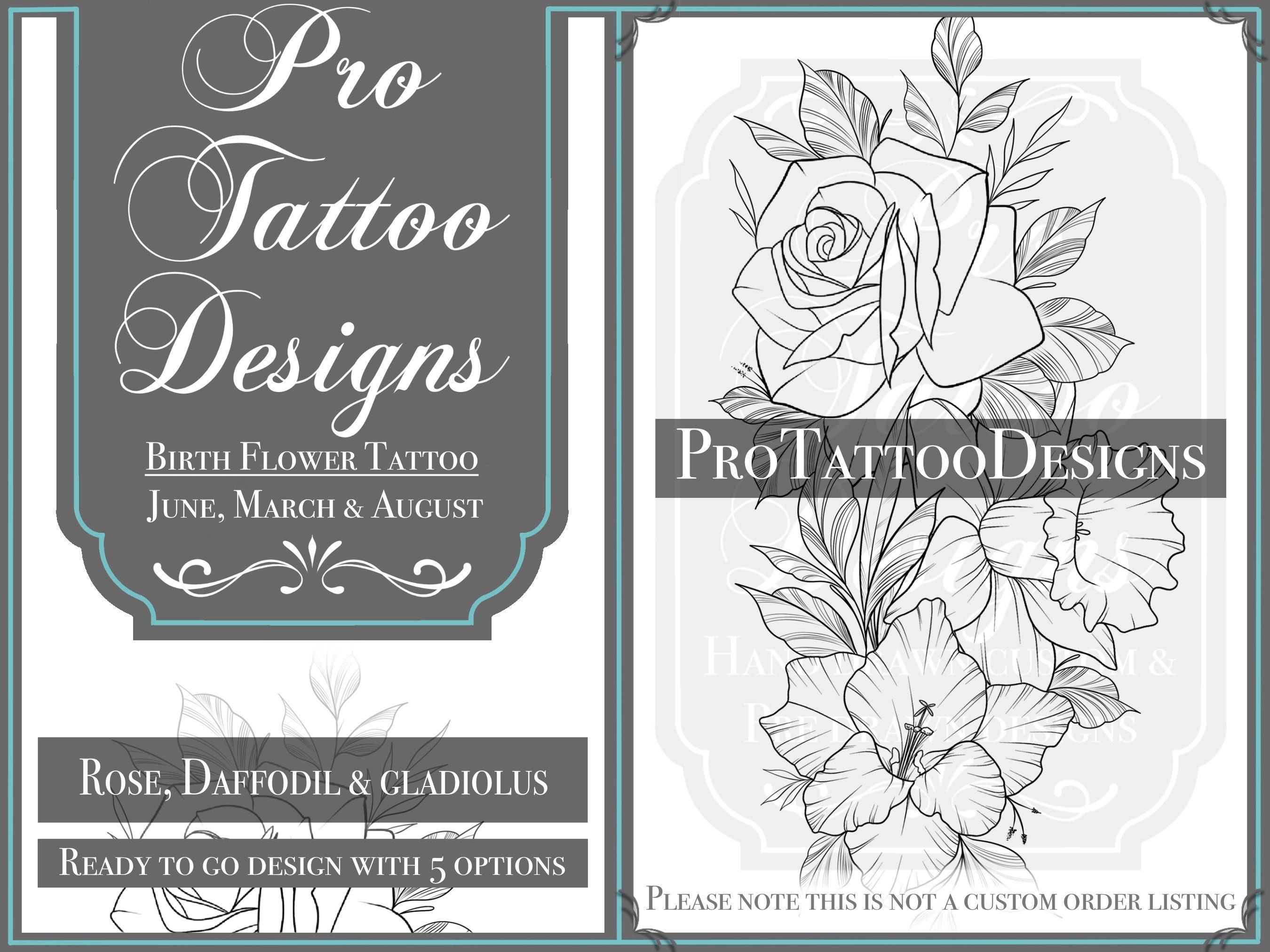 Birth Flower Tattoo Design June Birth Flower March Birth - Etsy Birth Flower Tattoo Design June Birth Flower March Birth - Etsy