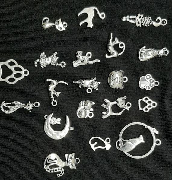 Antique Silvery Animals Cat Charms Pendants For Jewelry Making Findings Crafting Accessory For DIY Necklace Bracelet