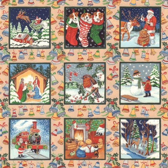 Festive Scenes Col Squares Metallic 0.5m