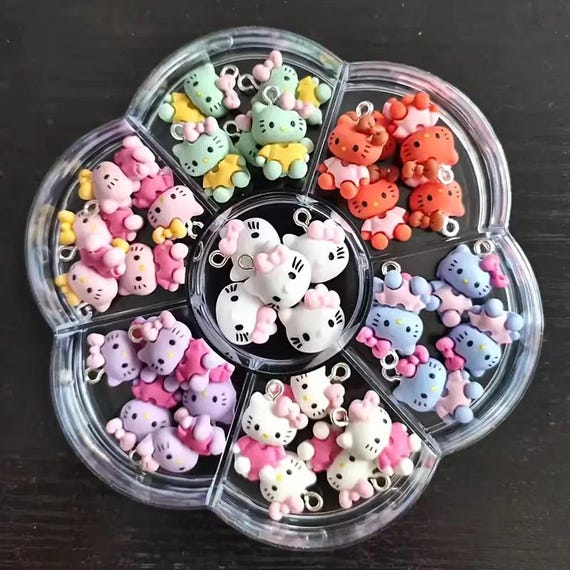 Sanrio Kawaii Resin Hello Kitty Charms - Jewelry Making Accessories for DIY Necklace, Earring, Keychain