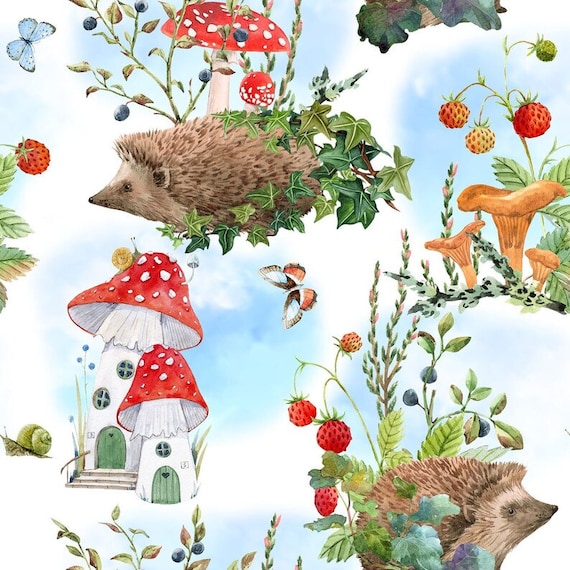 Hedgehog Hollow - Hedgehogs by Jason Yenter from In The Beginning Fabric 0.5m