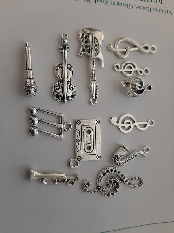 Antique Silver Music Notation Notes Charms Pendants For Jewelry Making Findings Crafting Accessory For DIY Necklace Bracelet
