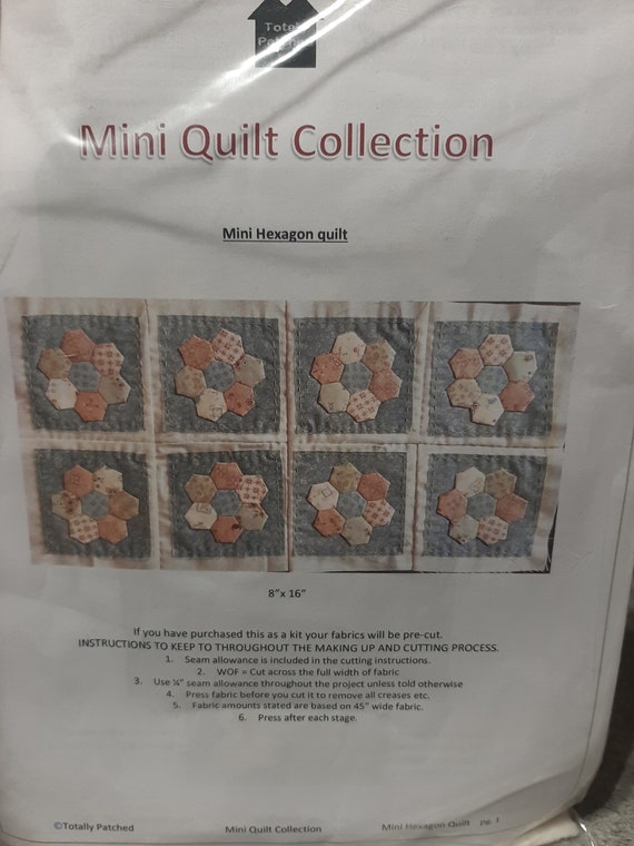 Totally Patched - Mini Quilt Collection - Hexagon Quilt 8" x 16"