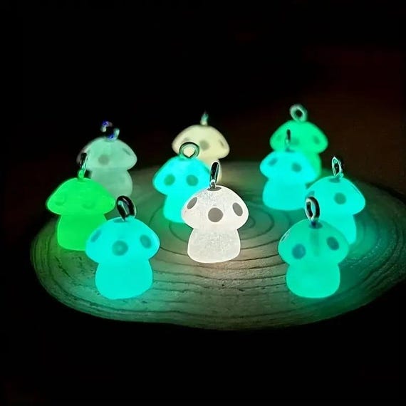 Glow In The Dark Charms  Rabbit, Tree and Mushroom