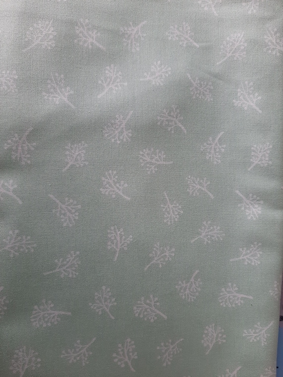 Nutex Fabric -In the Meadow - Beautiful Twig on Mint Green Design - Patchwork Quilting Dressmaking Craft Fabric 0.5m
