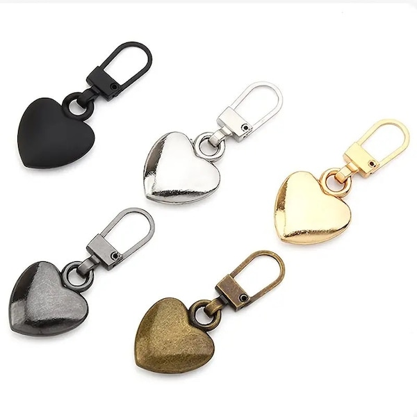 1 Pcs Heart Zipper Pull Replacements, Metal Zipper Pull Tab For Suitcase, Backpacks, Boots, Jacket