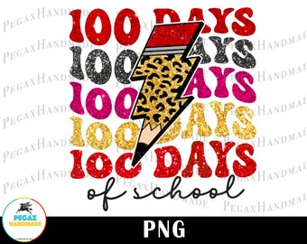 100 Days of School Faux Sequin Lightning PNG - Digital Art work designd by PegaxHandmade