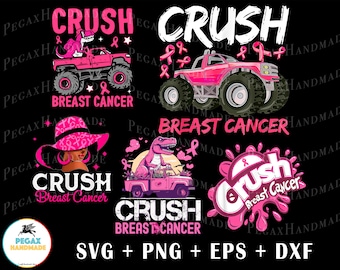 Crush Breast Cancer SVG PNG - Digital Art work designd by PegaxHandmade