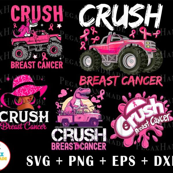 Crush Breast Cancer SVG PNG - Digital Art work designd by PegaxHandmade