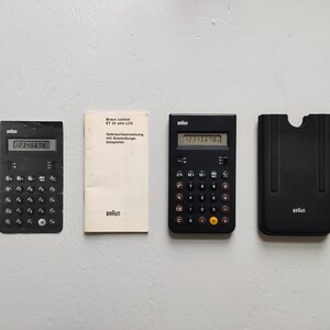 Braun BNE 001 BK Cult Pocket Calculator, Dieter Rams, 8-Digit LCD Display, Hard Slide Cover, Home Office and Home, Colour: Black