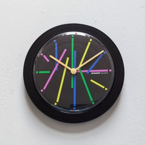 Rare Vintage 1980s STAIGER Quartz Wall Clock Made in Germany | Pop Art Deco Mid Century Modern 80s 90s Y2k Miami Vice Loft Kitchen Retro