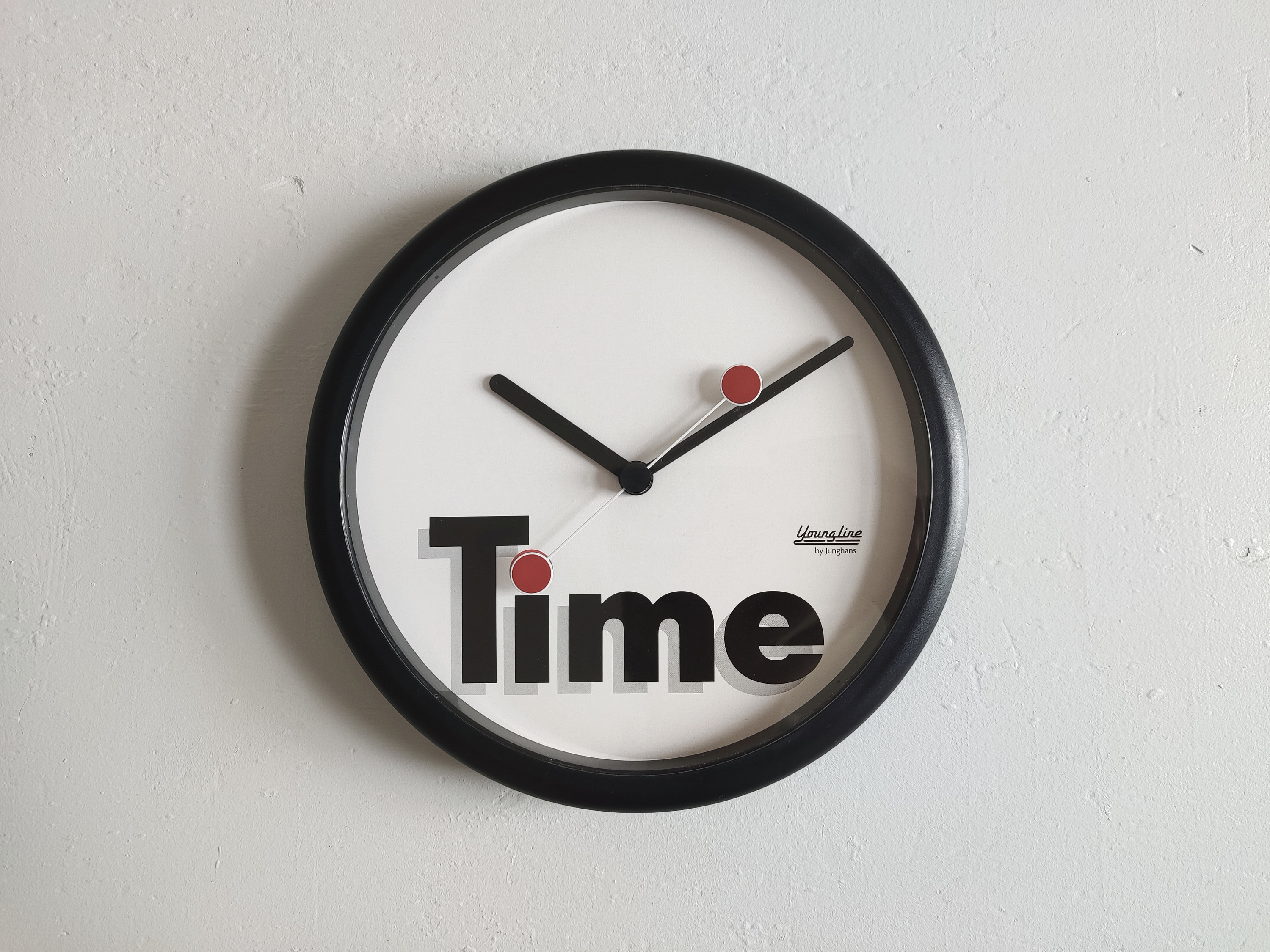 Rare Vintage 1980s YOUNGLINE by JUNGHANS TIME Quartz Wall Clock Germany Kitchen Pop Art Deco Sottsass Mid Century Modern 90s Y2k Miami Vice