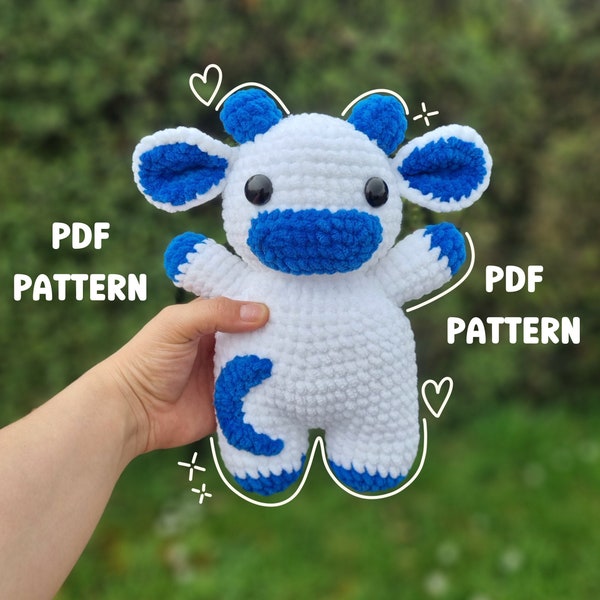 Patron PDF vache peluche crochet amigurumi lune