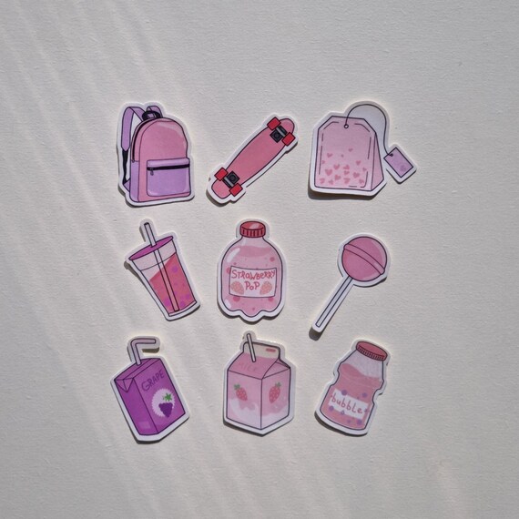 Set of 9 Kawaii Aesthetic Stickers Y2k Kawaii Sticker Pack Etsy