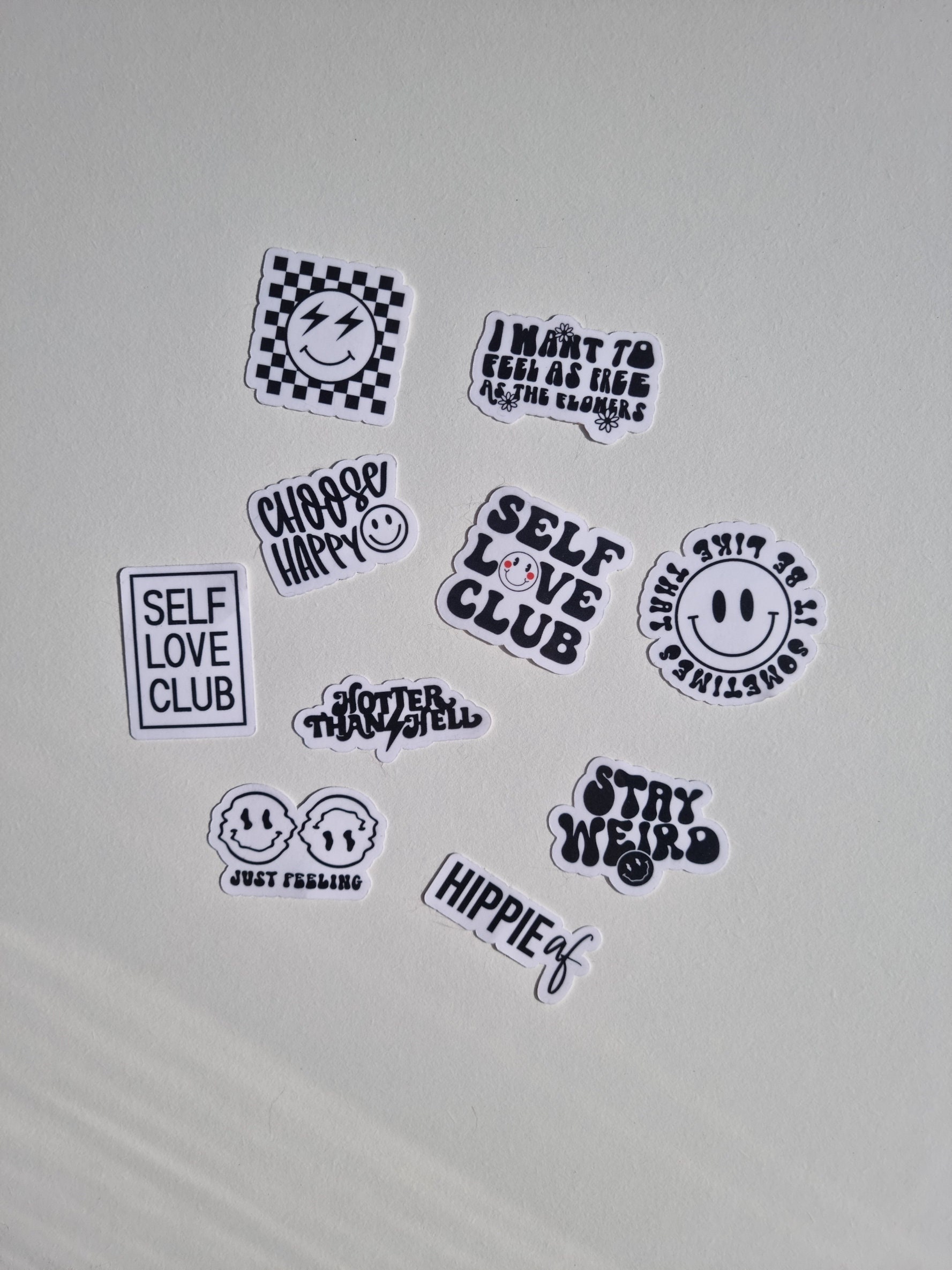 Set of 10 Black and White Aesthetic Stickers Black and White Self Love