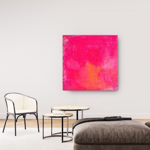 Neon pink acrylic painting | colorful art | abstract canvas | colorful | unframed | red | orange | pink | colorful Christmas gift