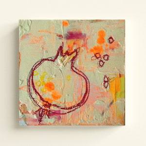 Acrylmalerei | quadratisch | Leinwad | abstrakt | Pastell | 20 x 20 cm | Frucht