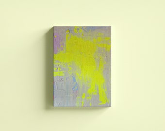 Abstrakte Kunst | kleine Leinwand | Neonfarben | Acrylmalerei | moderne Kunst | Neongelb