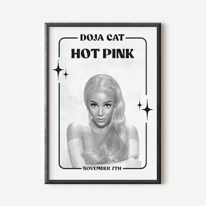 Doja Cat Poster | Hot Pink, Minimal Black and White Trendy Music Album Poster, Retro Music Poster | Instant Digital Download Print PDF