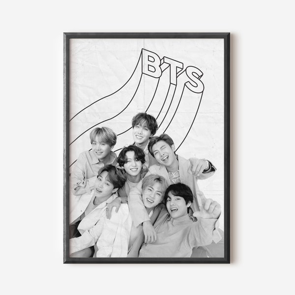 BTS Retro Poster |  Retro Kpop Poster, Trendy Music Album Poster, Boy With Love, Map of Soul, Poster Gift | Instant Download Print PDF