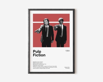 Pulp Fiction Movie Poster | Quentin Tarantino, Minimalist Movie Poster, Vintage Retro Art Print, Custom Poster, Wall Art Print, Home Decor