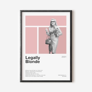 Legally Blonde Movie Poster | Reese Witherspoon, Minimalist Movie Poster, Vintage Retro Art Print, Custom Poster, Wall Art Print, Home Decor