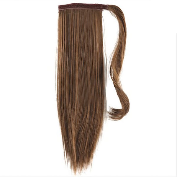 18" Pony Tail Wrap Around Human Hair Extensions- Medium  Brown Col 6