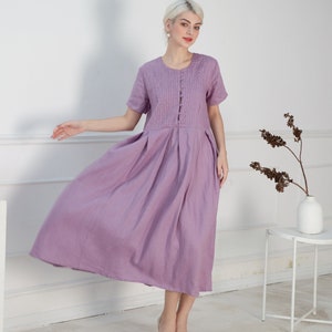 Loose Fit Linen Dress EMMA, Large Linen Dress, Plus Size Dress suitable for Maternity Dress, Maxi dress, Long linen Dress, Flax Maxi Dress image 1