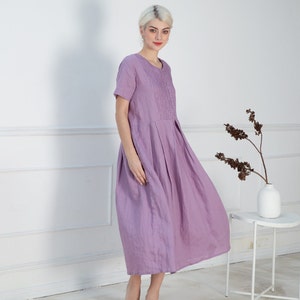 Loose Fit Linen Dress EMMA, Large Linen Dress, Plus Size Dress suitable for Maternity Dress, Maxi dress, Long linen Dress, Flax Maxi Dress image 3
