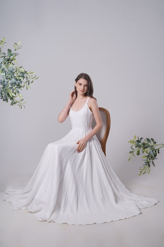 Linen beach wedding clearance dress